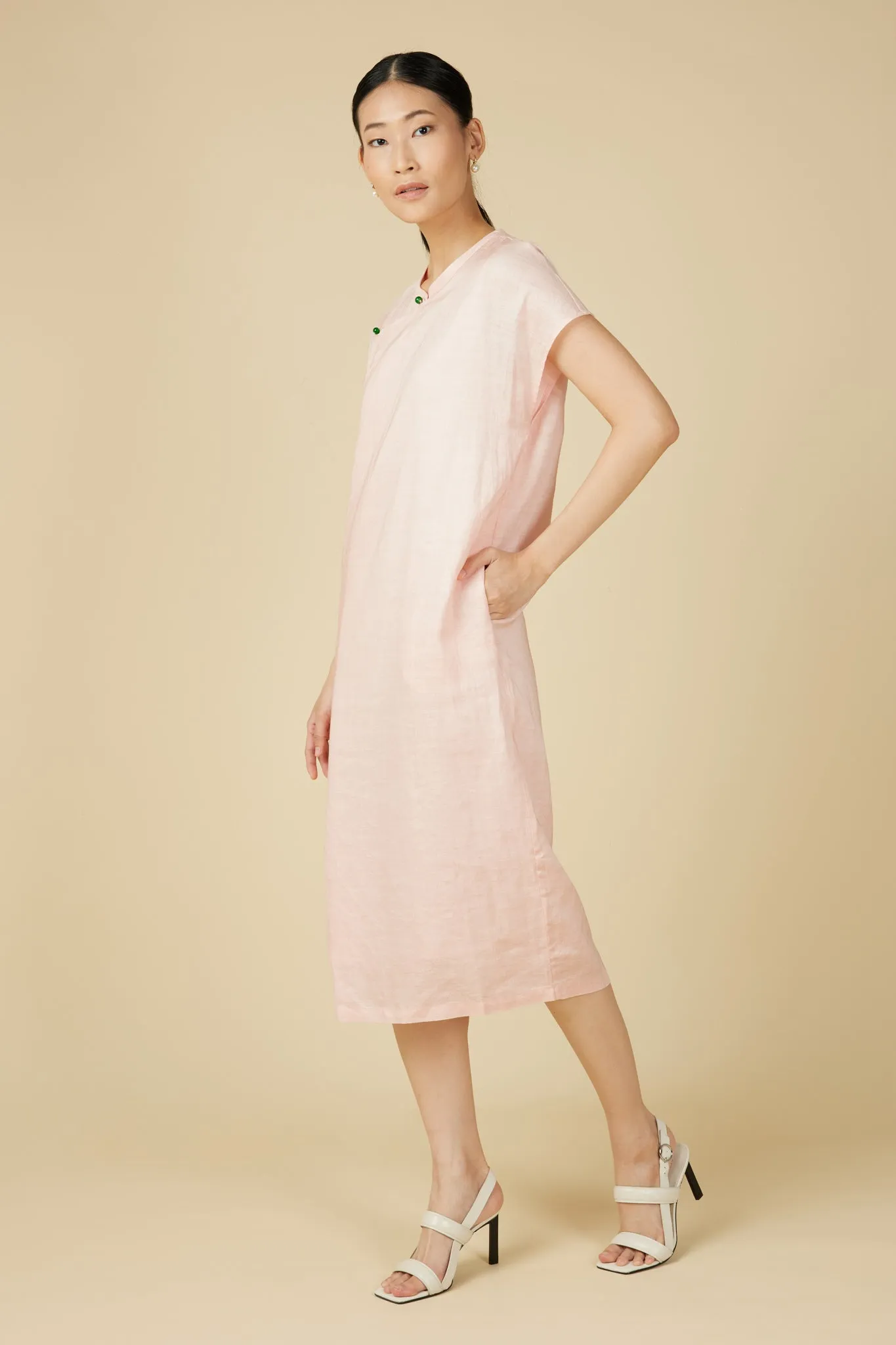 Minimalist Cheongsam Dress in Light Pink