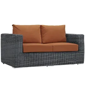 Modway EEI-1865-GRY-TUS Summon Wicker Rattan Outdoor Patio Loveseat with Sunbrella Fabric Cushions, Canvas Orange