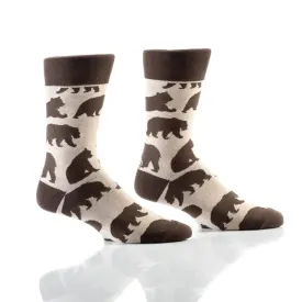 "Brown Bear" Cotton Dress Crew Socks by YO Sox -Large