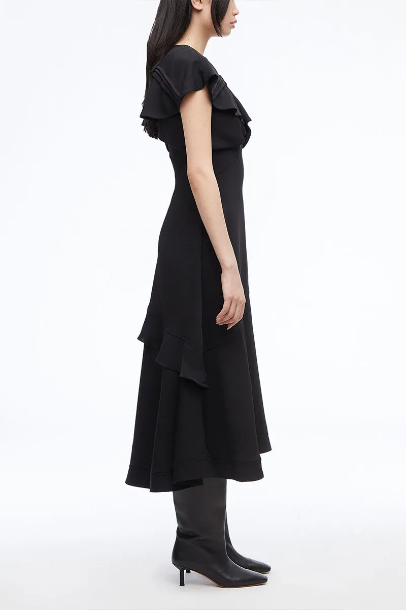 Ruffle Overlay Midi Dress