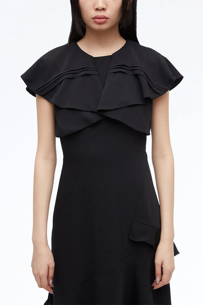 Ruffle Overlay Midi Dress