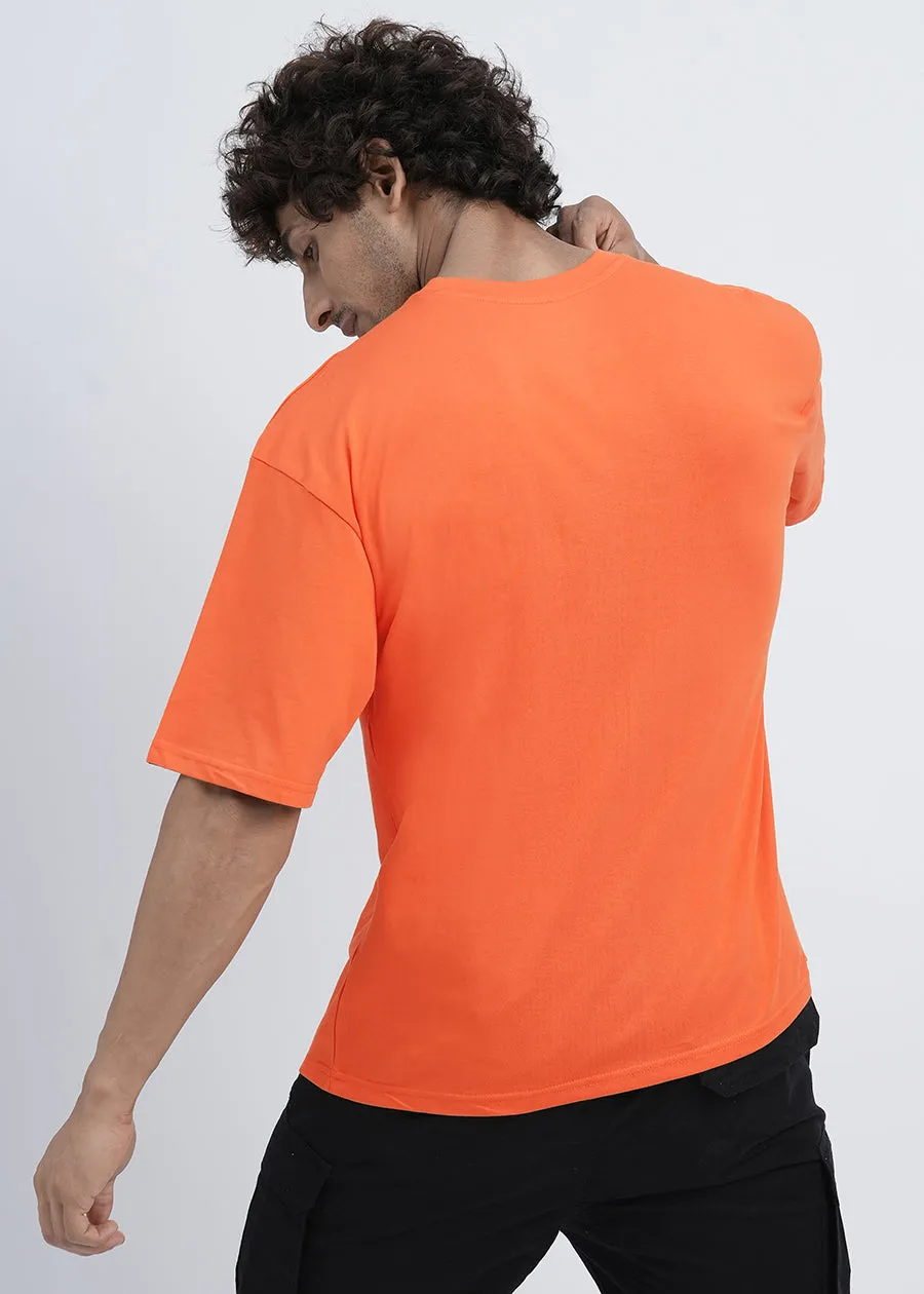 Solid Men Oversized T-Shirt - Orange