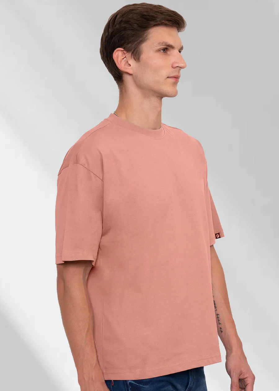 Solid Men Oversized T-Shirt - Salmon Pink