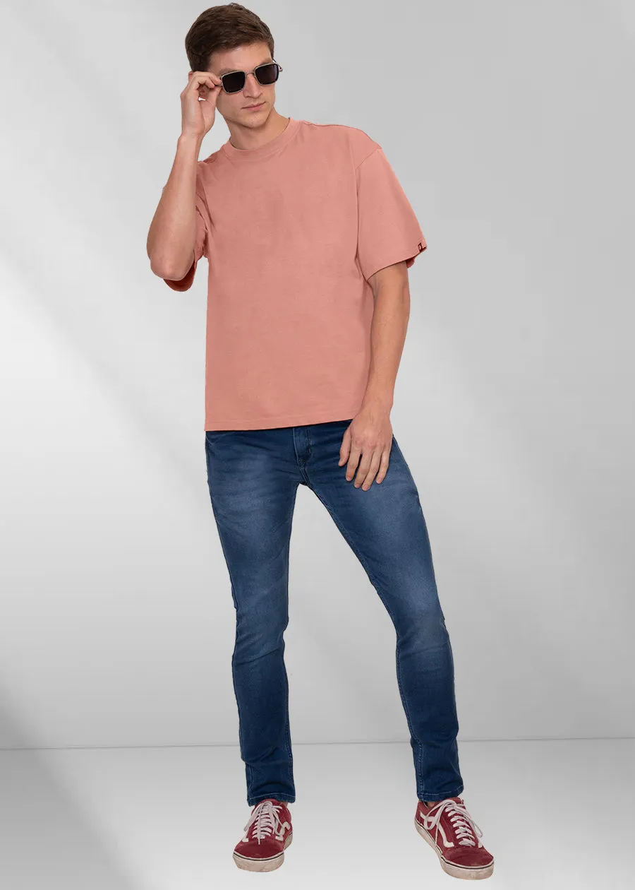 Solid Men Oversized T-Shirt - Salmon Pink