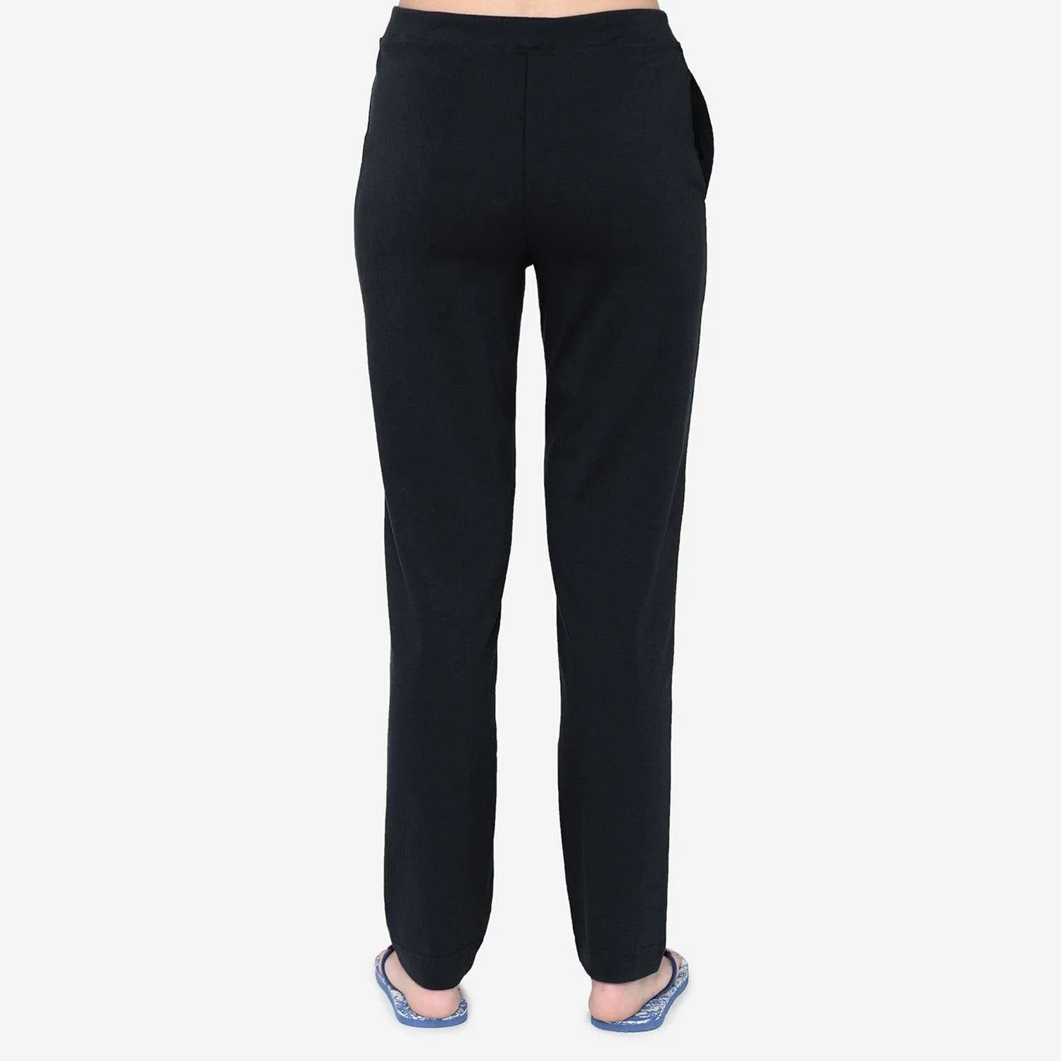 Vami Plain Cotton Rich Relax Lower For  Women - Black