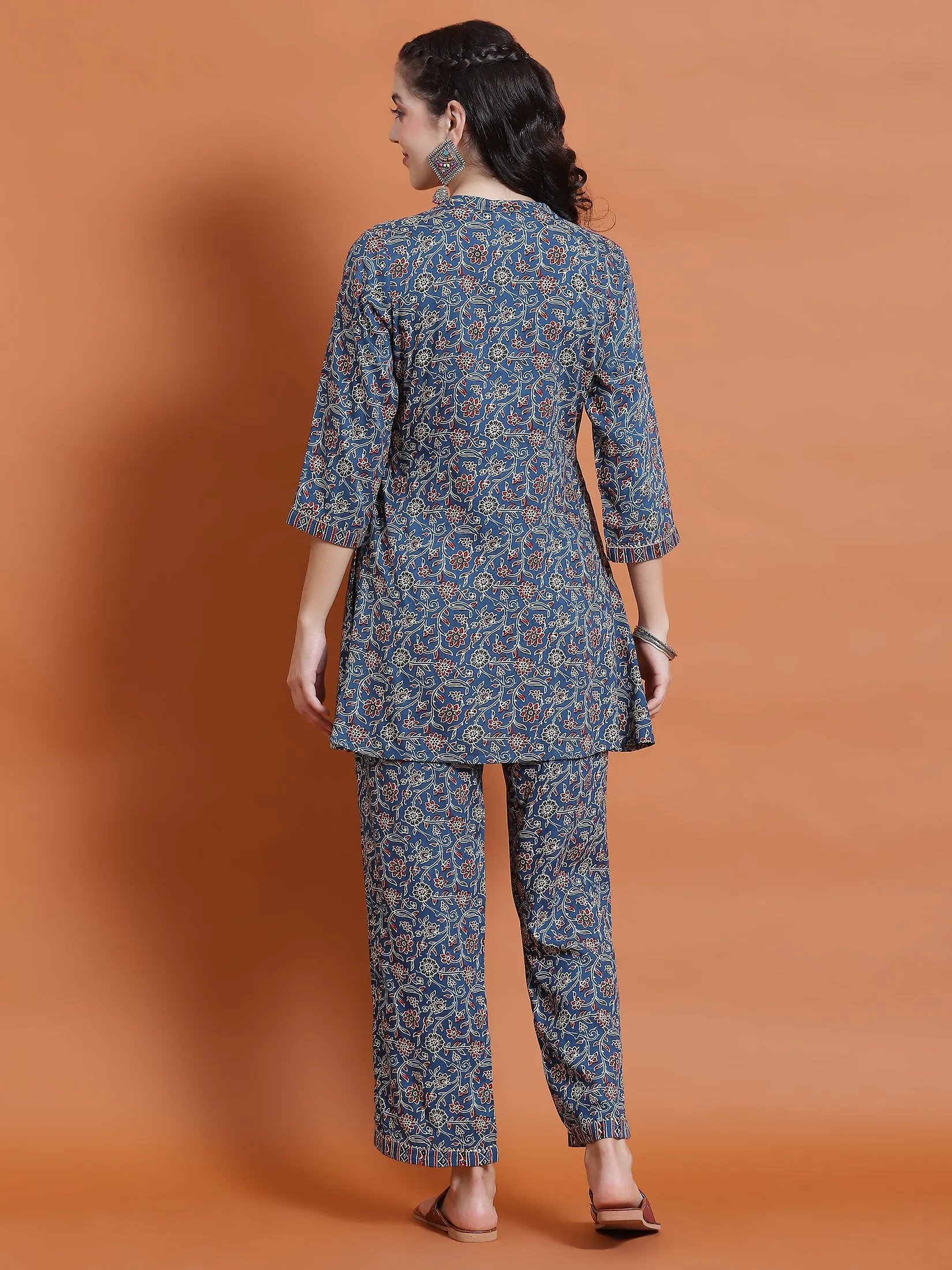 Women Blue Floral Print Co-Ord Set