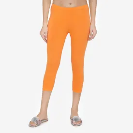 Women's Comfy Classy Capri Leggings - Vibrant Orange