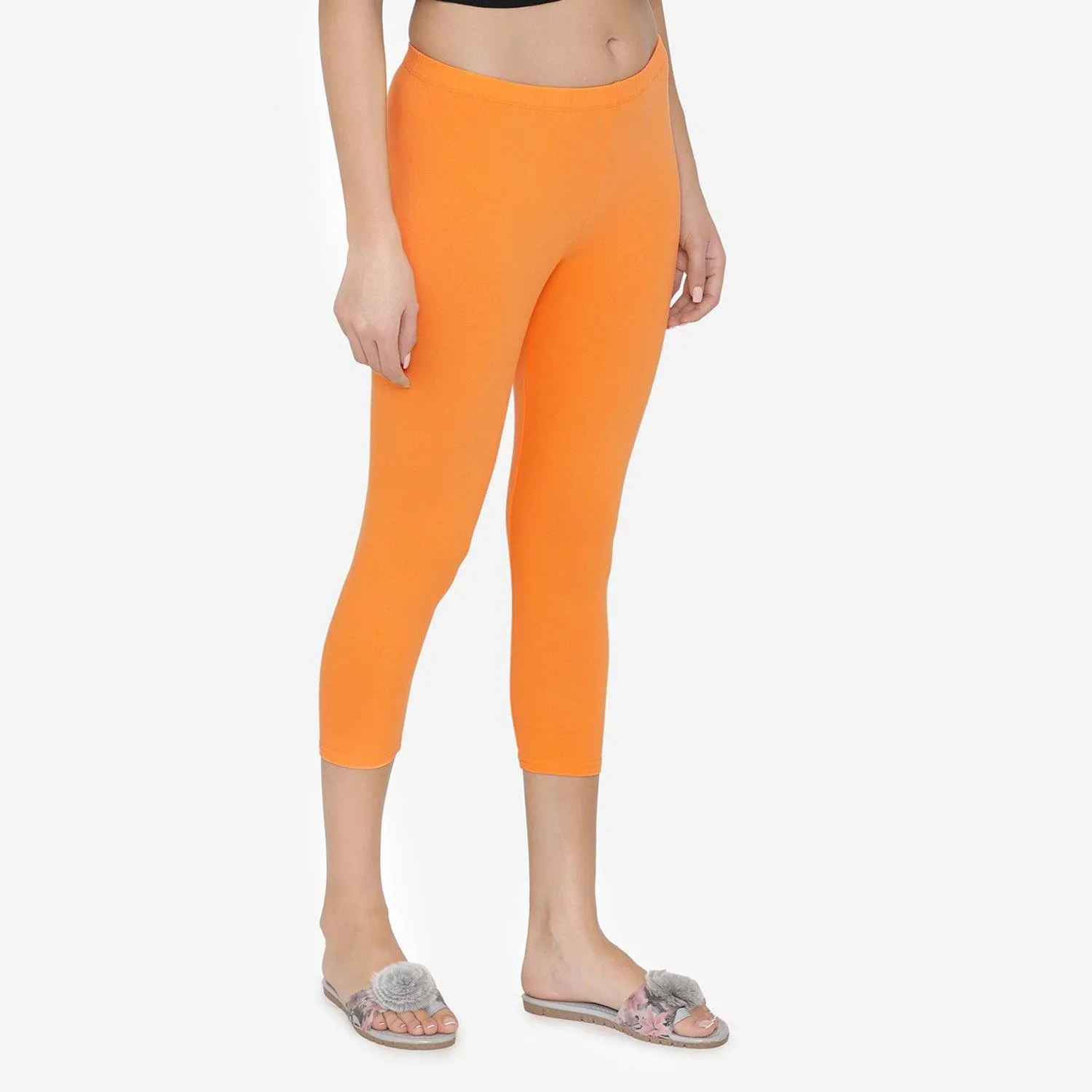 Women's Comfy Classy Capri Leggings - Vibrant Orange