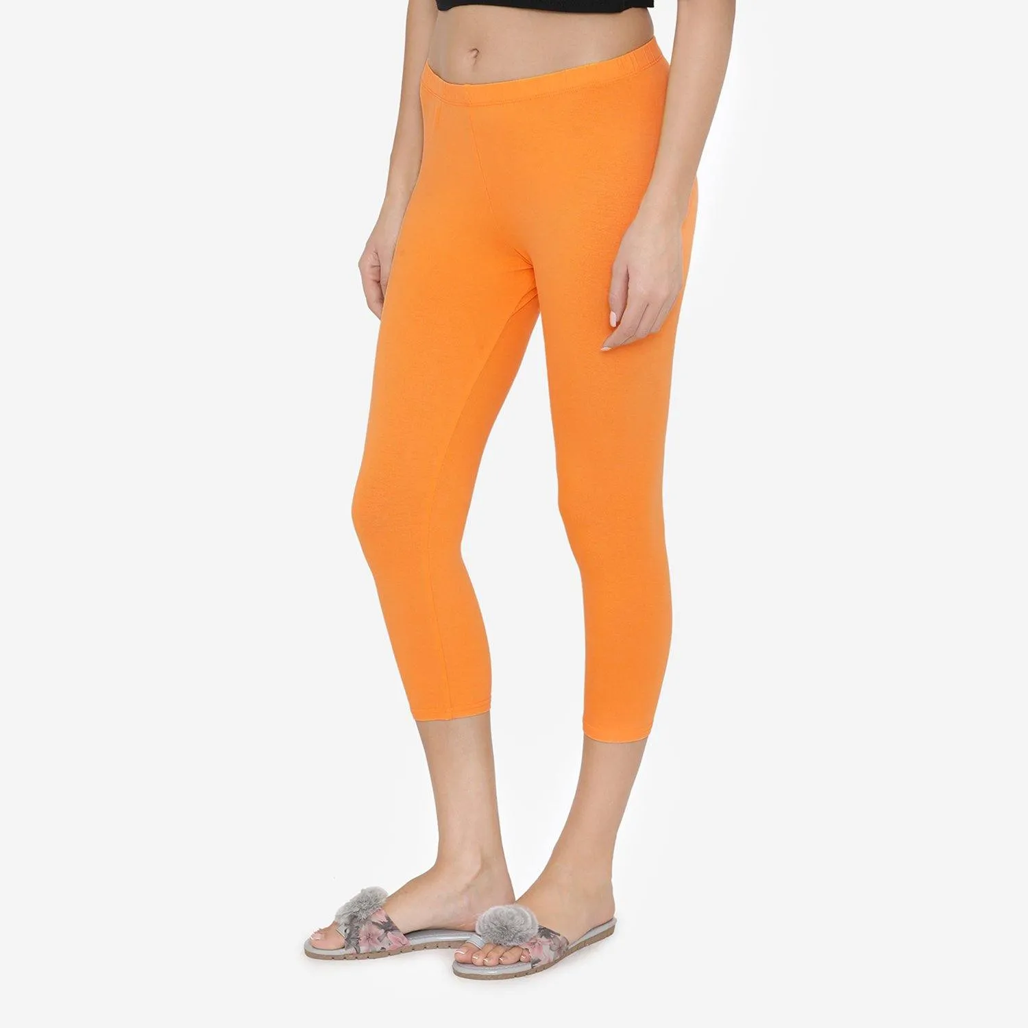 Women's Comfy Classy Capri Leggings - Vibrant Orange