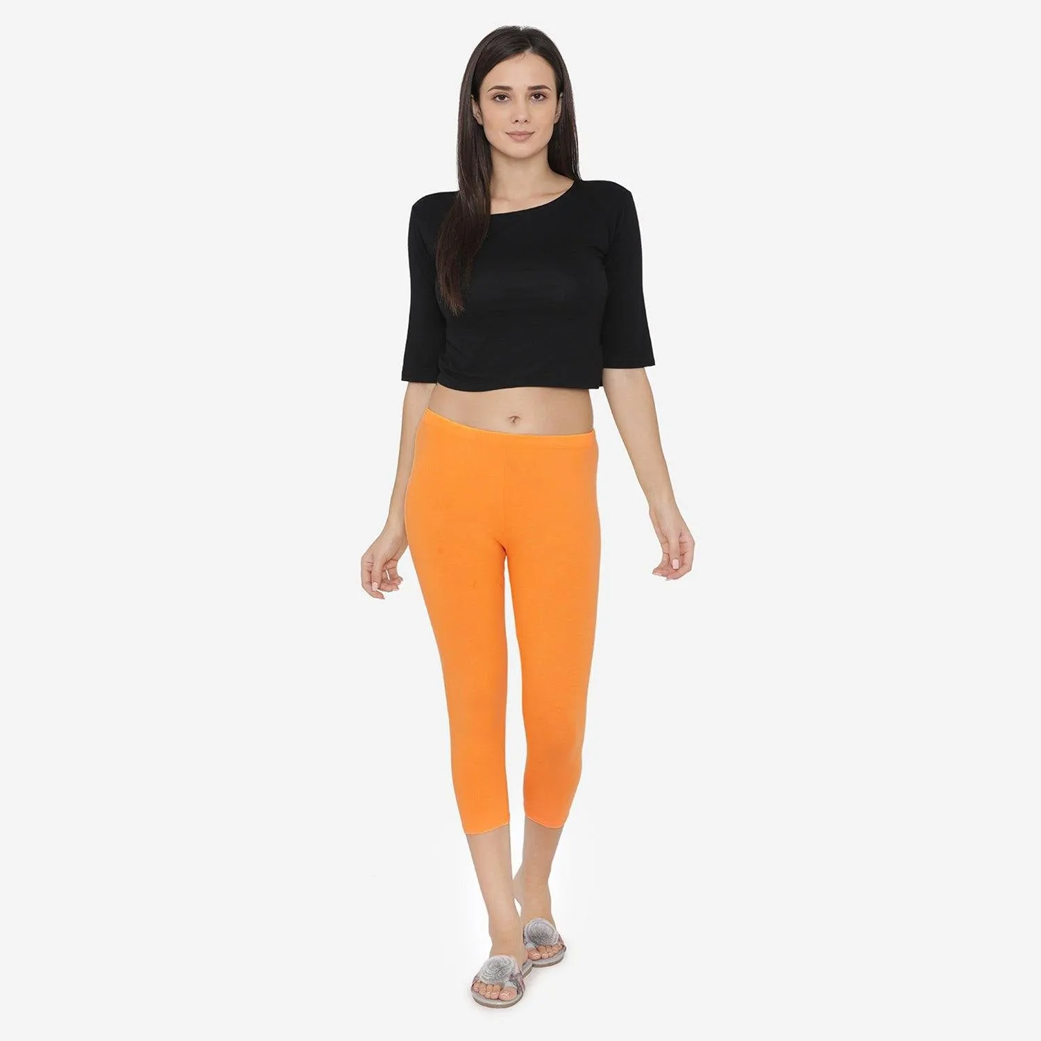 Women's Comfy Classy Capri Leggings - Vibrant Orange