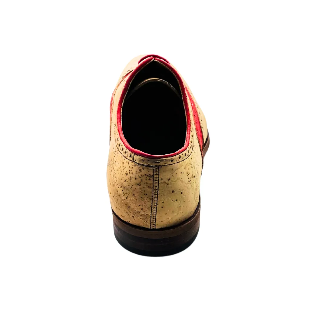 Women's Natural Cork Brogue (Red Accents)