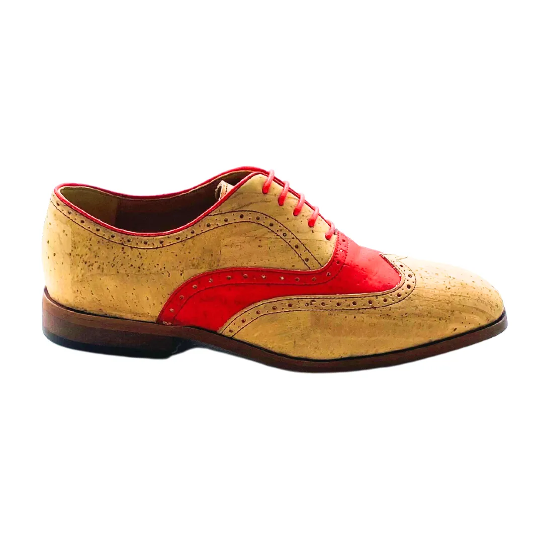 Women's Natural Cork Brogue (Red Accents)