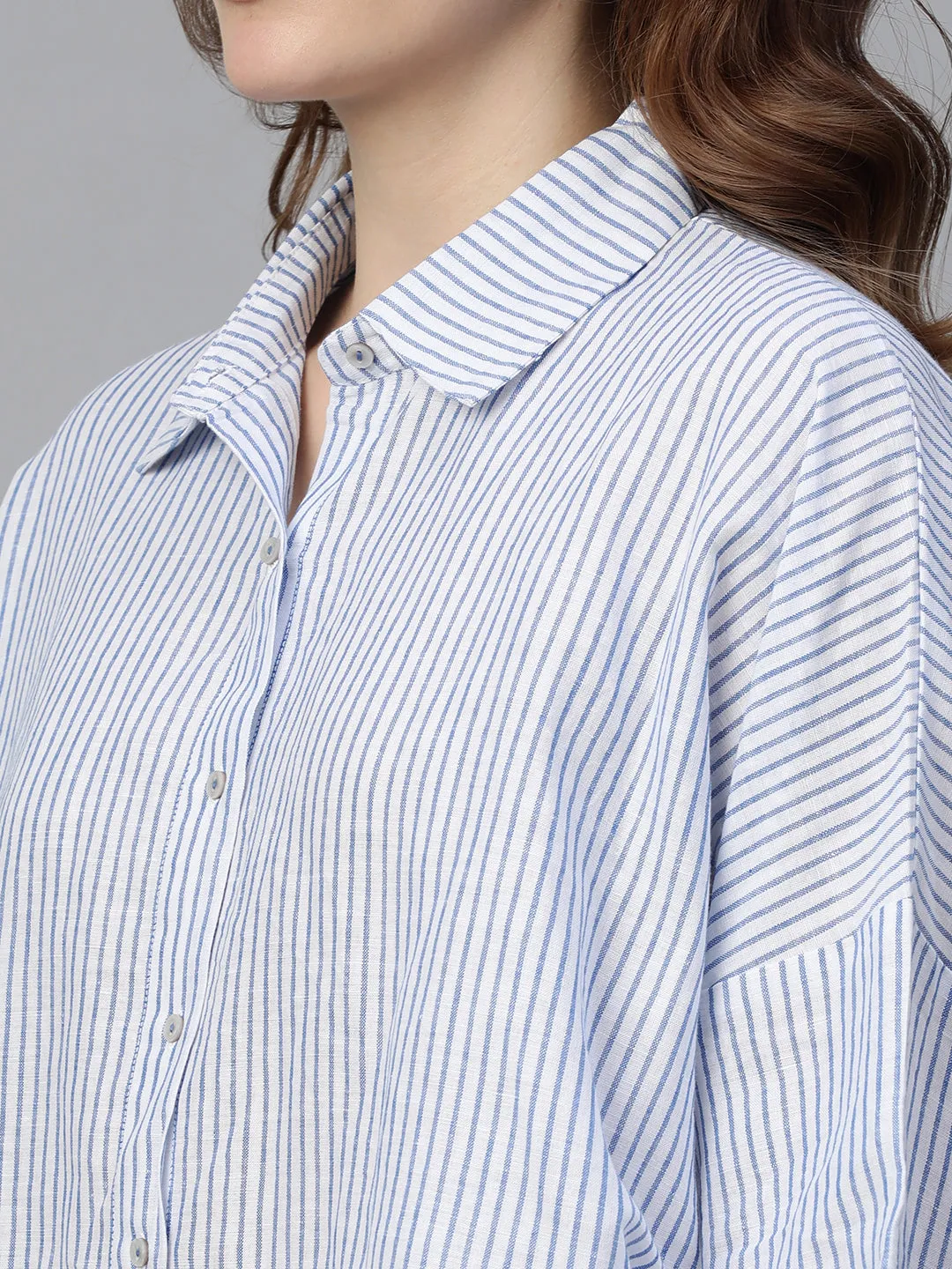 Women's White Linen Boxy Fit Blouse